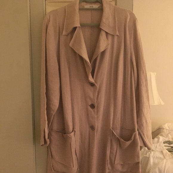 Almia Sweden Linen Coat 100% Linen Unique Styling Pockets XL Price Drop - Picture 1 of 7
